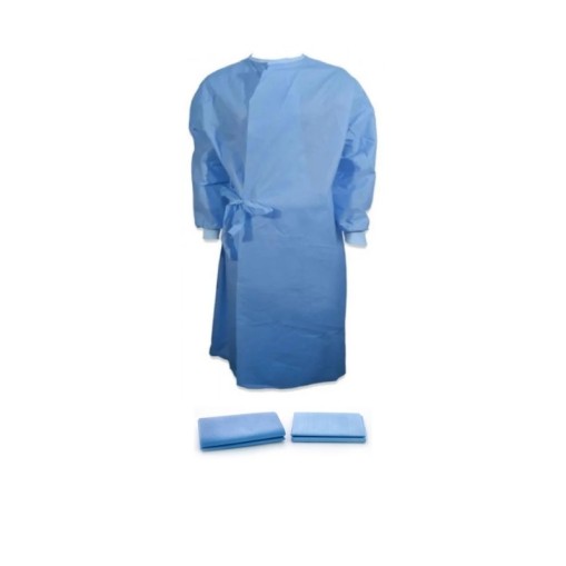Halat protectie steril cu legaturi si mansete 35G Albastru M + 2 Prosoape