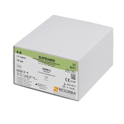 Fir sutura poliamida Supramid 4/0 HS18 cu ac de 18mm ½ sectiune triunghiulara Resorba