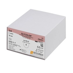 Fir sutura PGA Glycolon 3/0 DS18 cu ac de 18mm ⅜ sectiune triunghiulara Resorba
