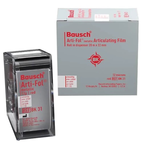 Hartie de articulatie Arti-Fol Metallic 12µ One Sided rosu rola 22mm x 20m Bausch
