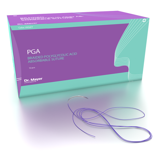 12 Fire sutura resorbabile PGA Premium 4-0 cu ac de 18mm ⅜ sectiune triunghiulara Dr. Mayer