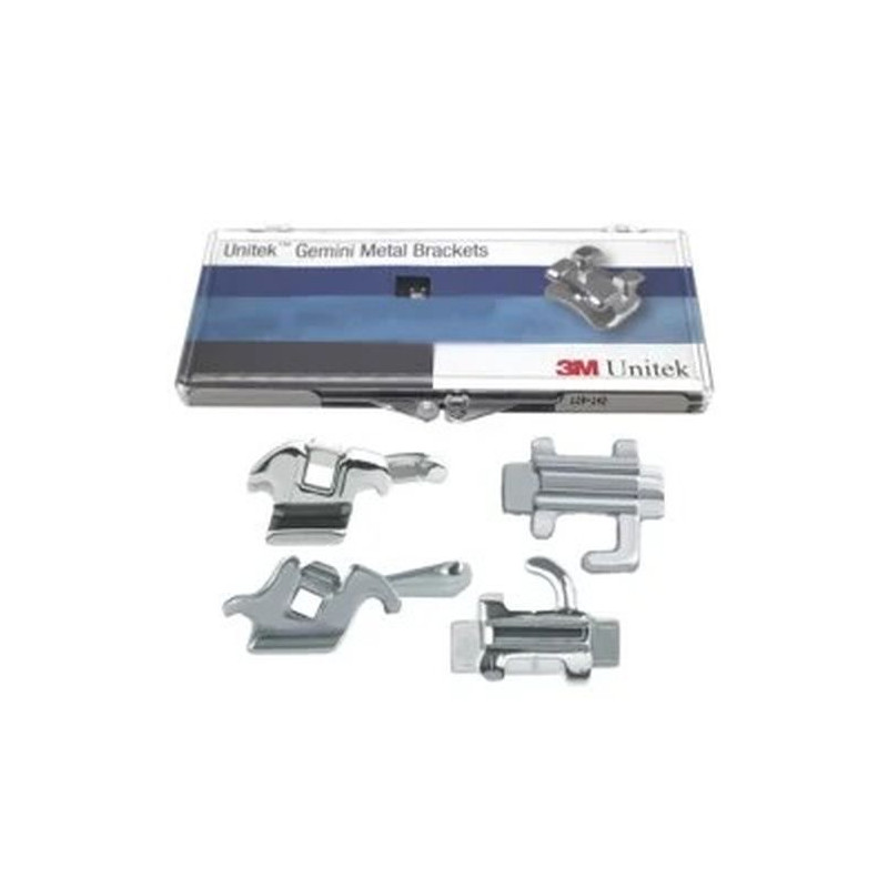 Kit bracketi metalici Gemini MBT22 cu carlig pe canini si premolari + 4 tubusoare convertibile 3