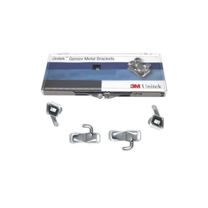 Kit bracketi metalici Gemini MBT22 cu carlig pe canini si premolari + 4 tubusoare neconvertibile 3M