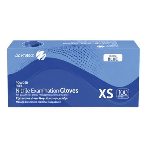 Manusi examinare nitril royal blue nepudrate marimea XS Dr. Protect