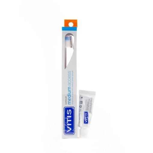 Periuta de dinti VITIS Medium Access + pasta de dinti Vitis Whitening 15ml Dentaid