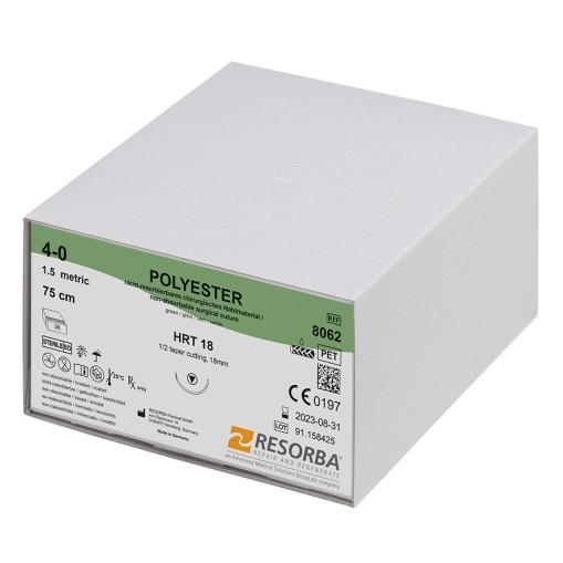 Fir sutura Polyester 4/0 DSM18 cu ac de 18mm ⅜ sectiune triunghiulara Resorba