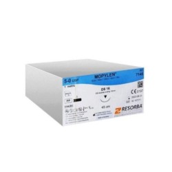 Fir sutura polipropilena Mopylen 5/0 DS16 cu ac de 16mm ⅜ sectiune triunghiulara Resorba